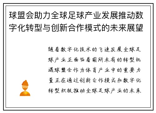 球盟会助力全球足球产业发展推动数字化转型与创新合作模式的未来展望